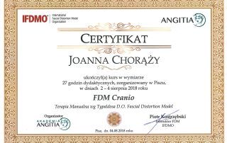 Joanna Chorąży - Certyfikat FDM Cranio
