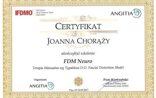 Joanna Chorąży - Certyfikat FDM Neuro