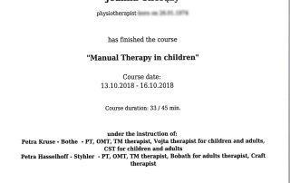 Joanna Chorąży - Certyfikat Manual Therapy 2018