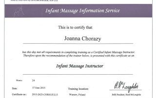 Joanna Chorąży - Infant Massage Instructor 2015