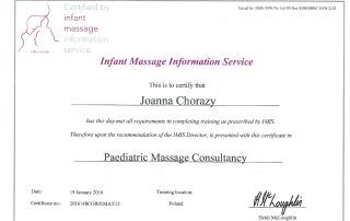 Joanna Chorąży - Paediatric Massage Consultacy 2016
